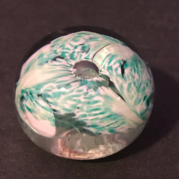 Vintage Jerpoint Ireland Glass Studio Green White  Swirl Tornado Paperweight - Picture 6 of 10